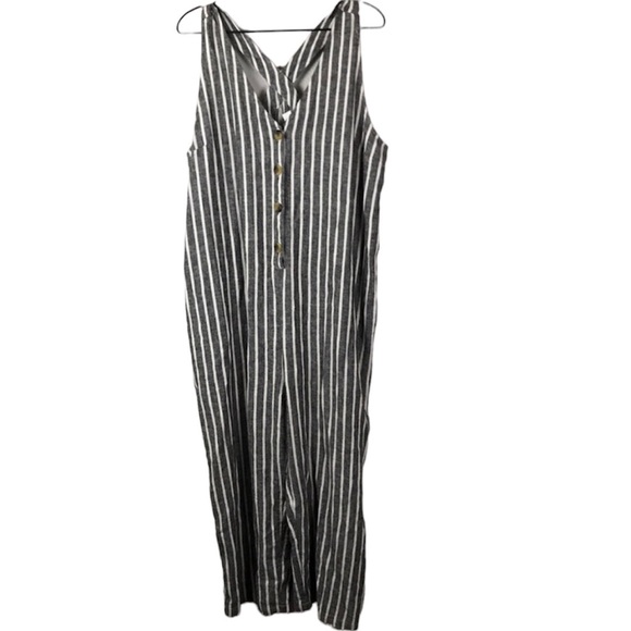 Striped button front jumpsuit - Picture 2 of 8